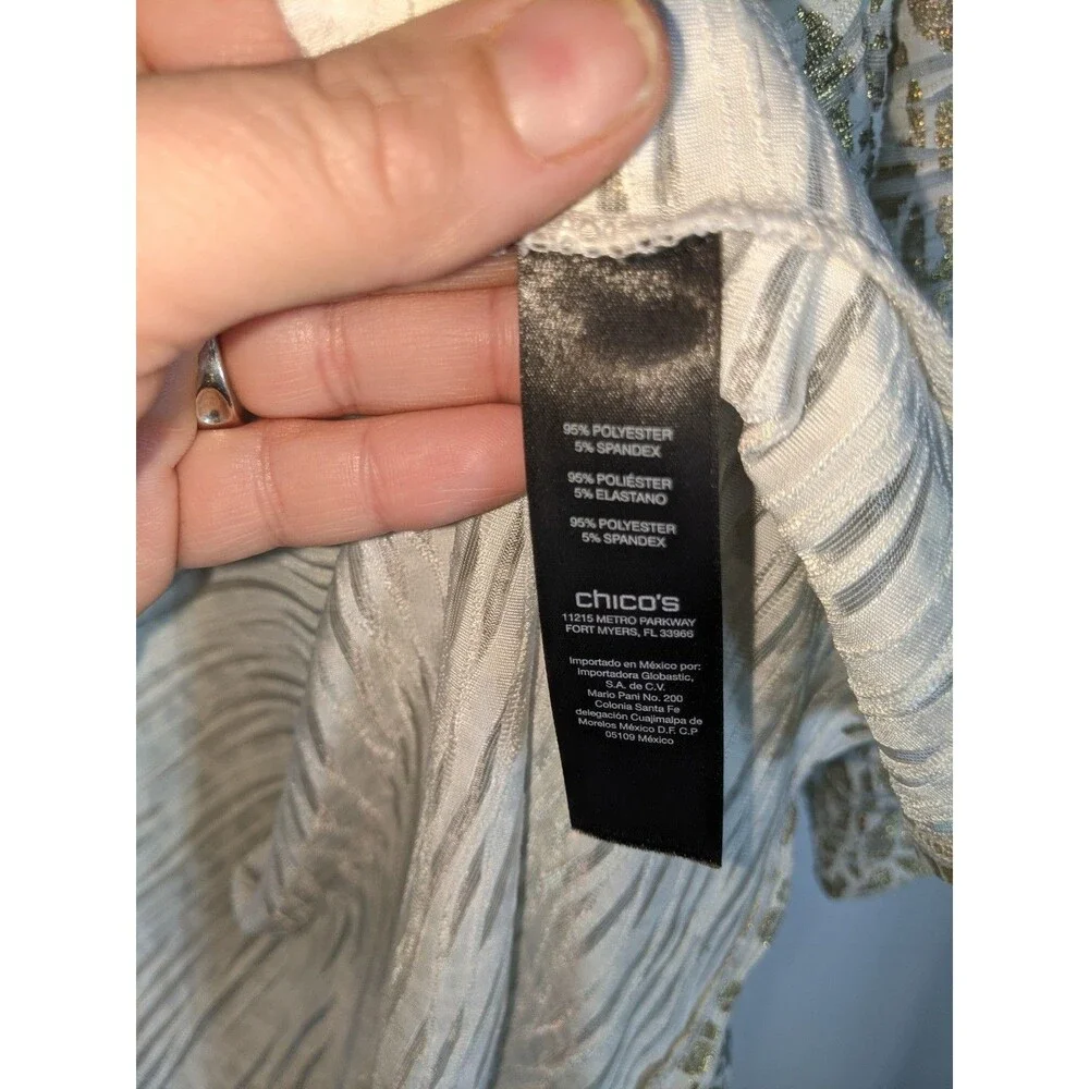 Chico's Travelers Collection Cardigan Jacket Sz 2 L Metallic Burnout Lightweight
